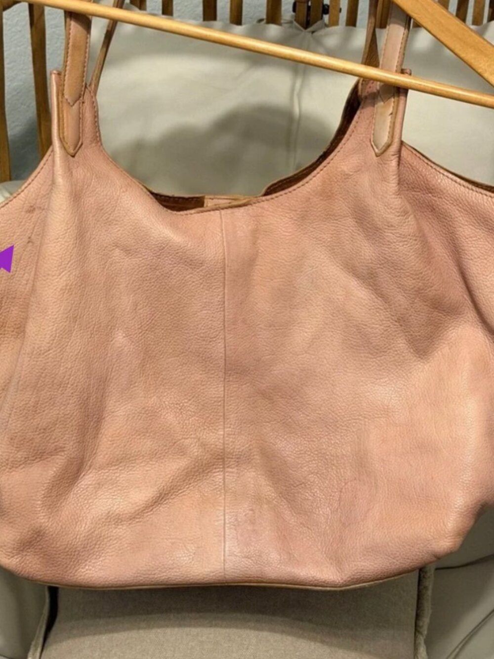 Free People Tivoli Leather Tote Bag Tan NWOT Pebbled Leather Slouchy Tote - Picture 16 of 16